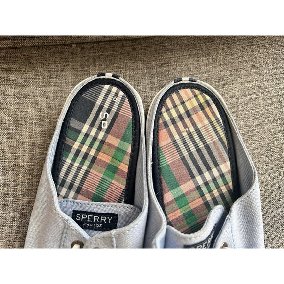 Sperry Memory Foam Canvas Top Sliders Womens Size 9.5 Blue Chambray - Picture 6 of 12